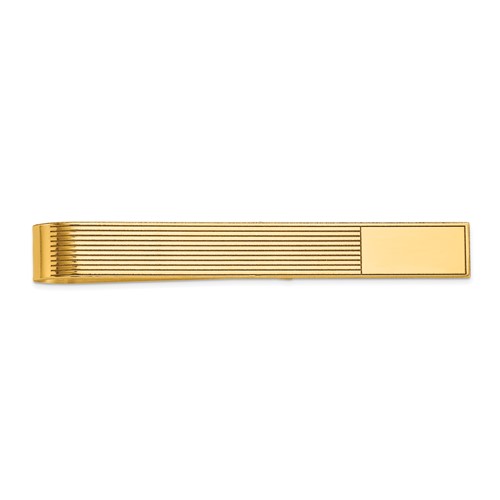 14K Yellow Gold Mens Grooved Engravable Tie Bar