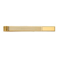 14K Yellow Gold Mens Grooved Engravable Tie Bar view 1