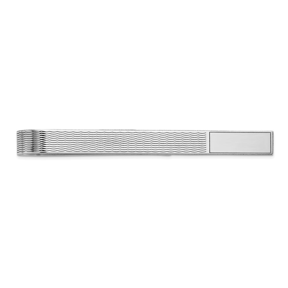 14k White Gold Grooved Engravable Tie Bar (MC82W)