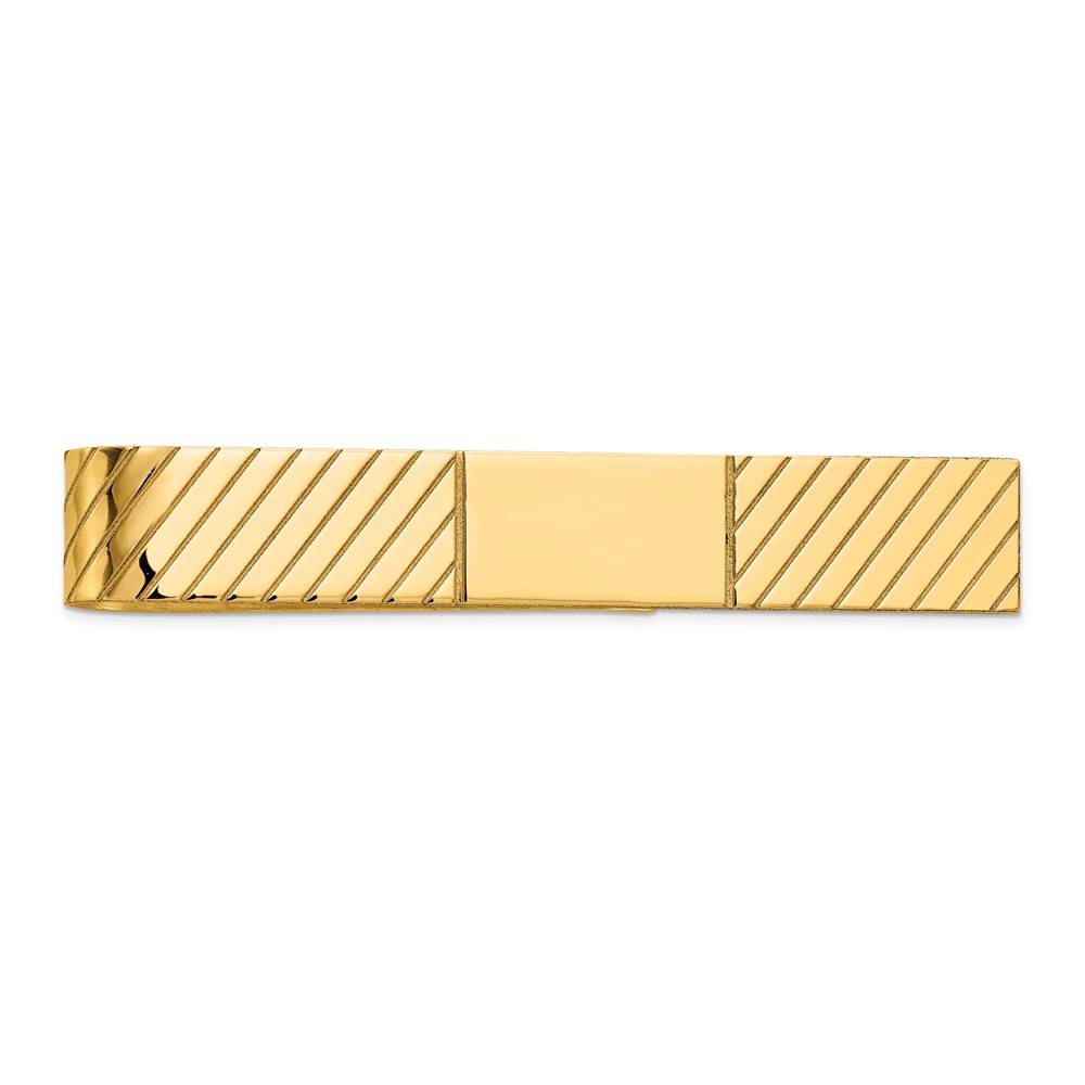 14K Yellow Gold Mens Polished Engravable Tie Bar
