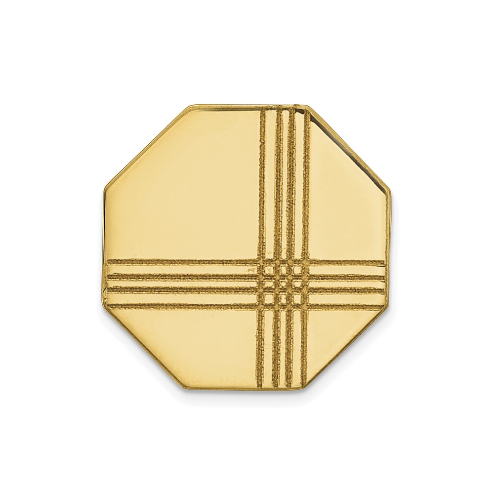 14K Yellow Gold Mens Octagon with Line Design Tie Tac