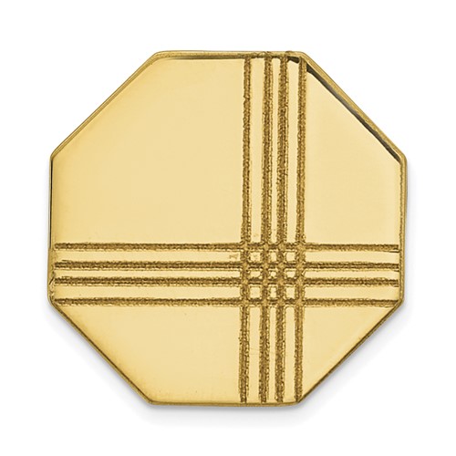 14K Yellow Gold Mens Octagon with Line Design Tie Tac
