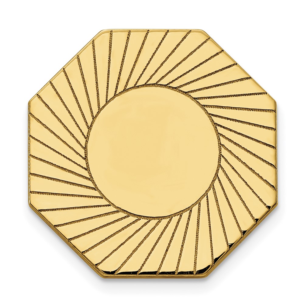 14K Yellow Gold Mens Octagon with Grooved Design Tie Tac