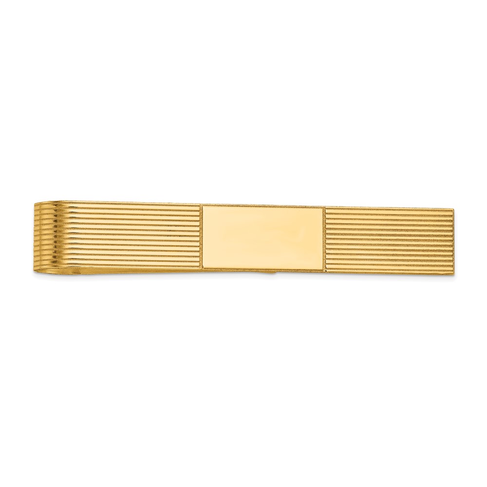 14K Mens Grooved Engravable Tie Bar