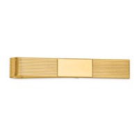 14K Mens Grooved Engravable Tie Bar view 1