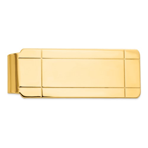 14K Yellow Gold Mens Grooved Money Clip