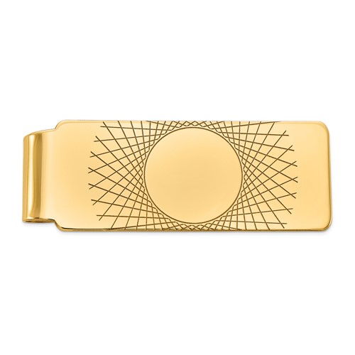 14K Yellow Gold Mens Geometric Design Money Clip