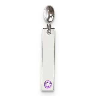 Sterling Silver Rhodium-plated MeMi June Crystal Bar Charm