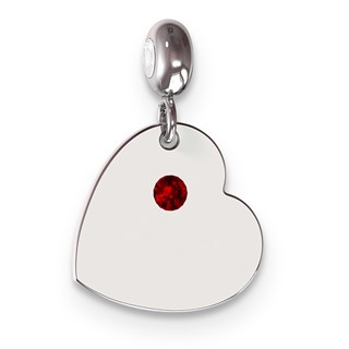Sterling Silver Rhodium-plated MeMi Engavable January Crystal Heart Charm