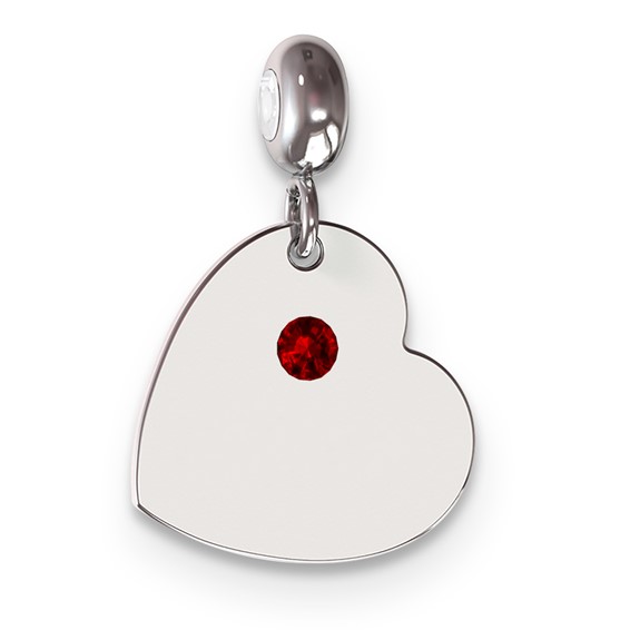 Sterling Silver Rhodium-plated MeMi Engavable January Crystal Heart Charm