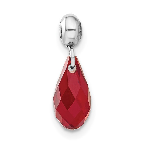 Sterling Silver Rhodium-plated MeMi July Teardrop Crystal Charm