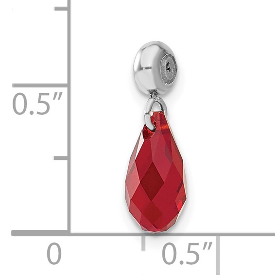 Sterling Silver Rhodium-plated MeMi July Teardrop Crystal Charm