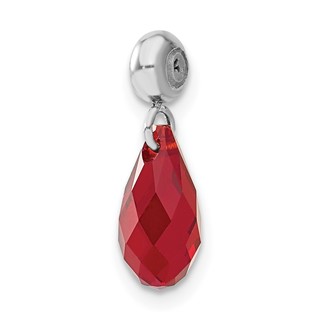 Sterling Silver Rhodium-plated MeMi July Teardrop Crystal Charm