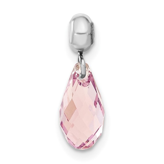 Sterling Silver Rhodium-plated MeMi June Teardrop Crystal Charm