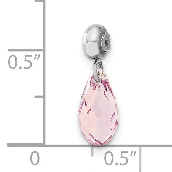 Sterling Silver Rhodium-plated MeMi June Teardrop Crystal Charm