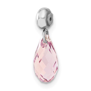 Sterling Silver Rhodium-plated MeMi June Teardrop Crystal Charm