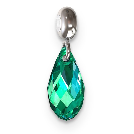 Sterling Silver Rhodium-plated MeMi May Teardrop Crystal Charm