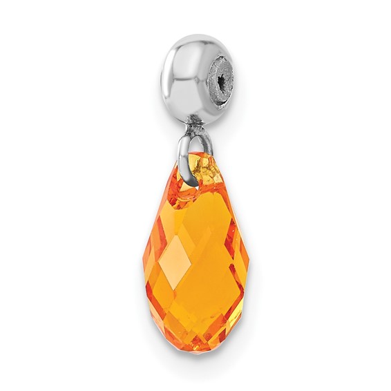 Sterling Silver Rhodium-plated MeMi November Teardrop Crystal Charm