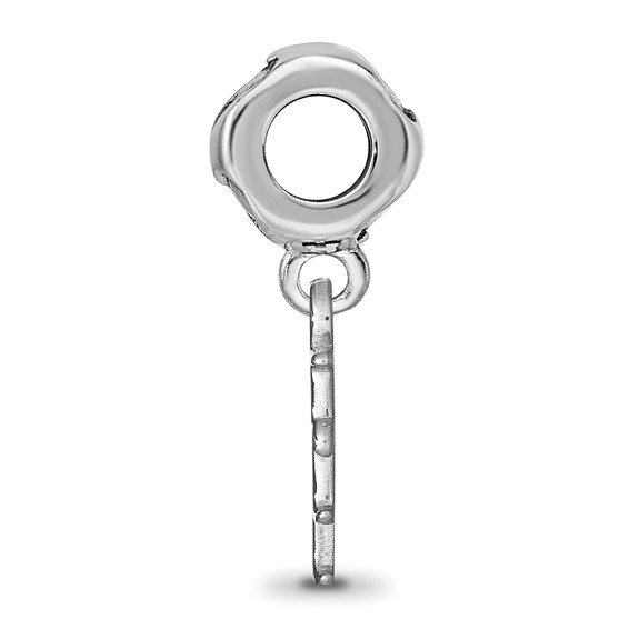 Sterling Silver Rhodium-plated LogoArt New York Mets NY on Heart Bead