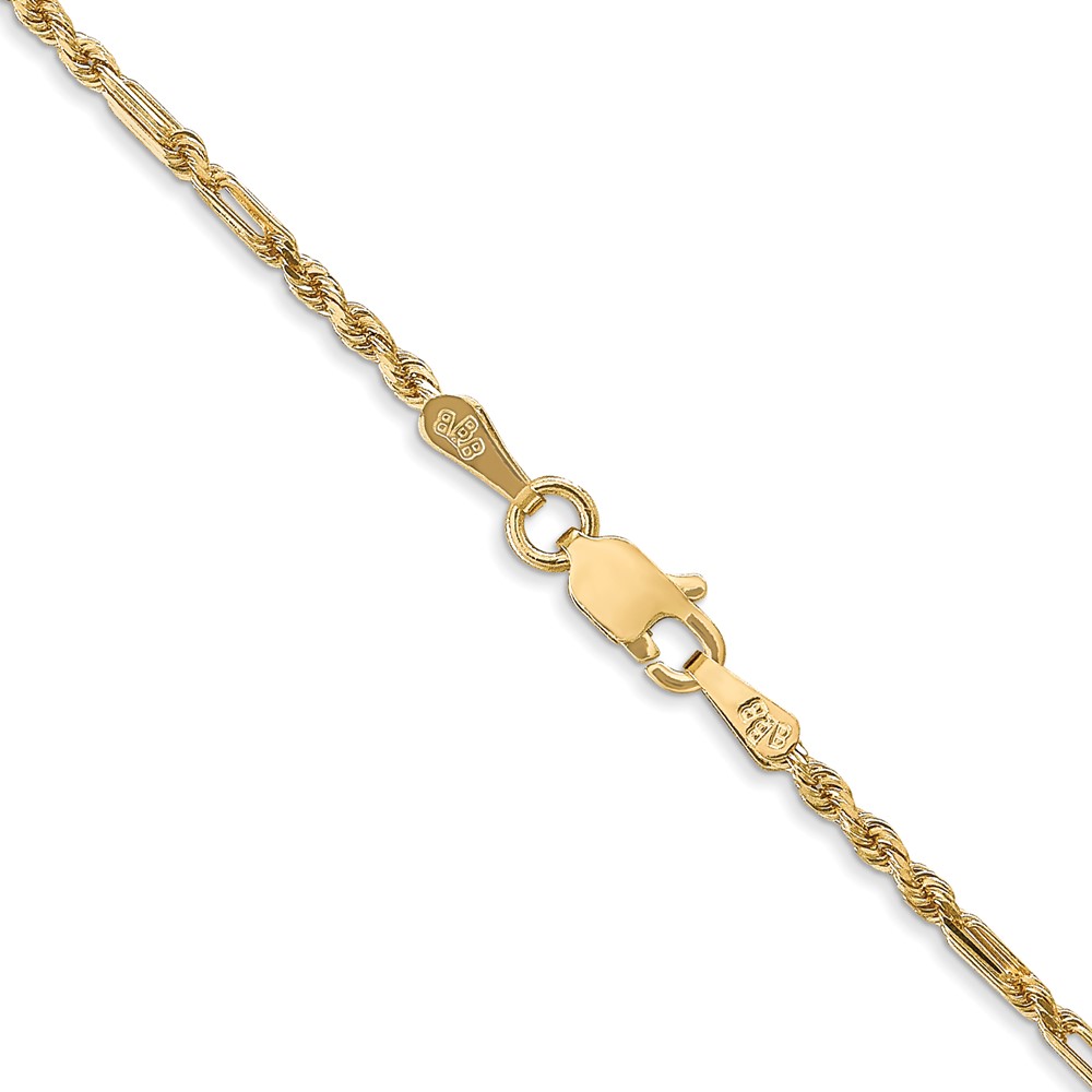 14K 16 inch  1.8mm Diamond-cut Milano Rope with Lobster Clasp Chain (MIL030-16)