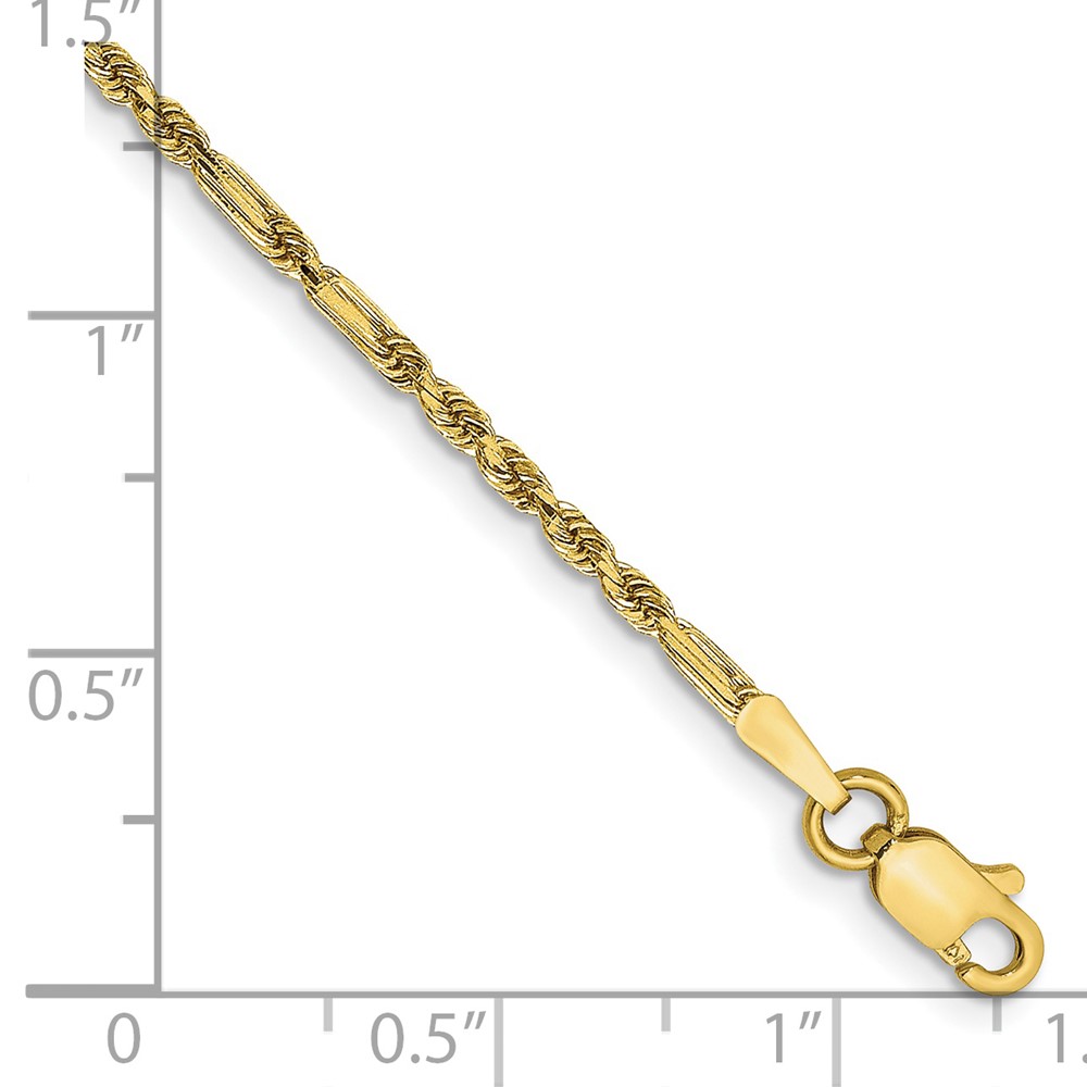 14K 7 inch  1.8mm Diamond-cut Milano Rope with Lobster Clasp Chain (MIL030-7)