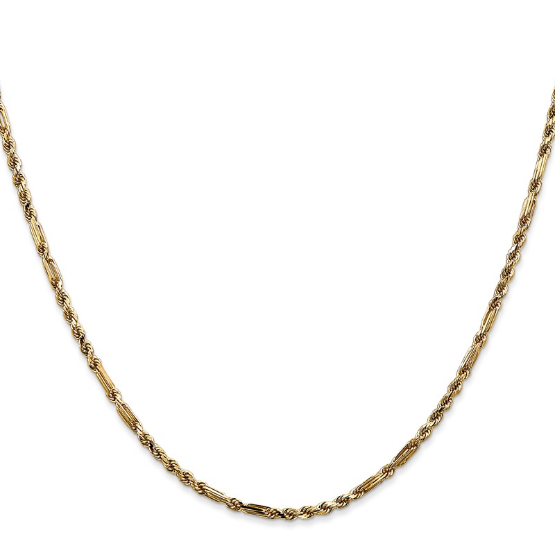 14K 16 inch  2.25mm Diamond-cut Milano Rope with Lobster Clasp Chain