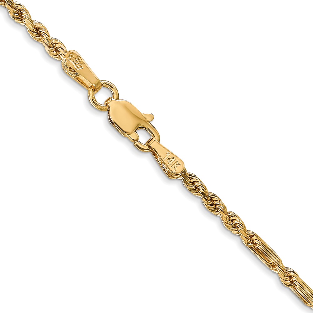 14K 16 inch  2.25mm Diamond-cut Milano Rope with Lobster Clasp Chain (MIL035-16)