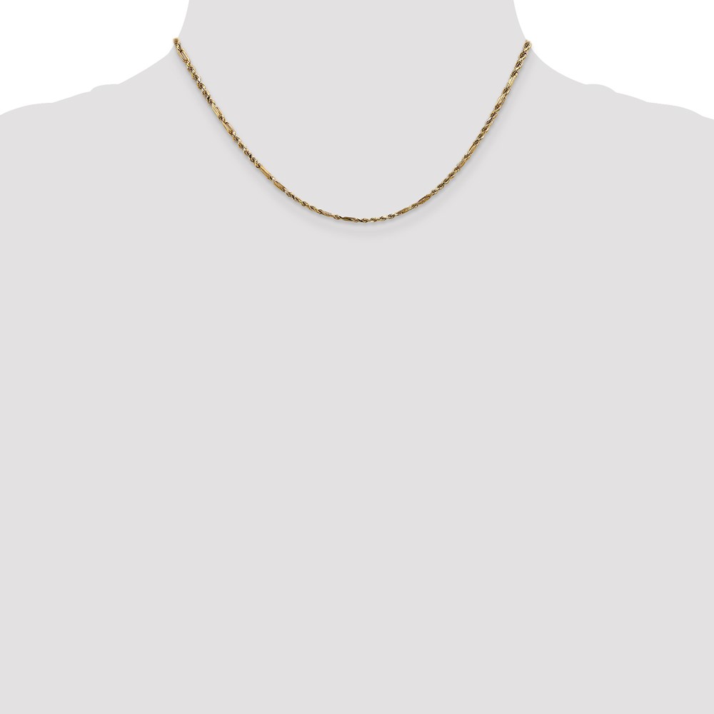 14K 16 inch  2.25mm Diamond-cut Milano Rope with Lobster Clasp Chain (MIL035-16)
