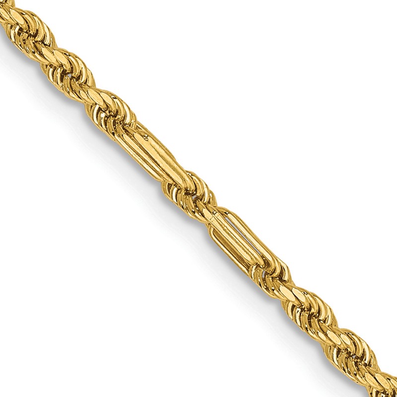 14K 16 inch  2.25mm Diamond-cut Milano Rope with Lobster Clasp Chain