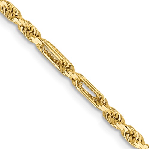 14K 30 inch  2.5mm Diamond-cut Milano Rope with Lobster Clasp Chain