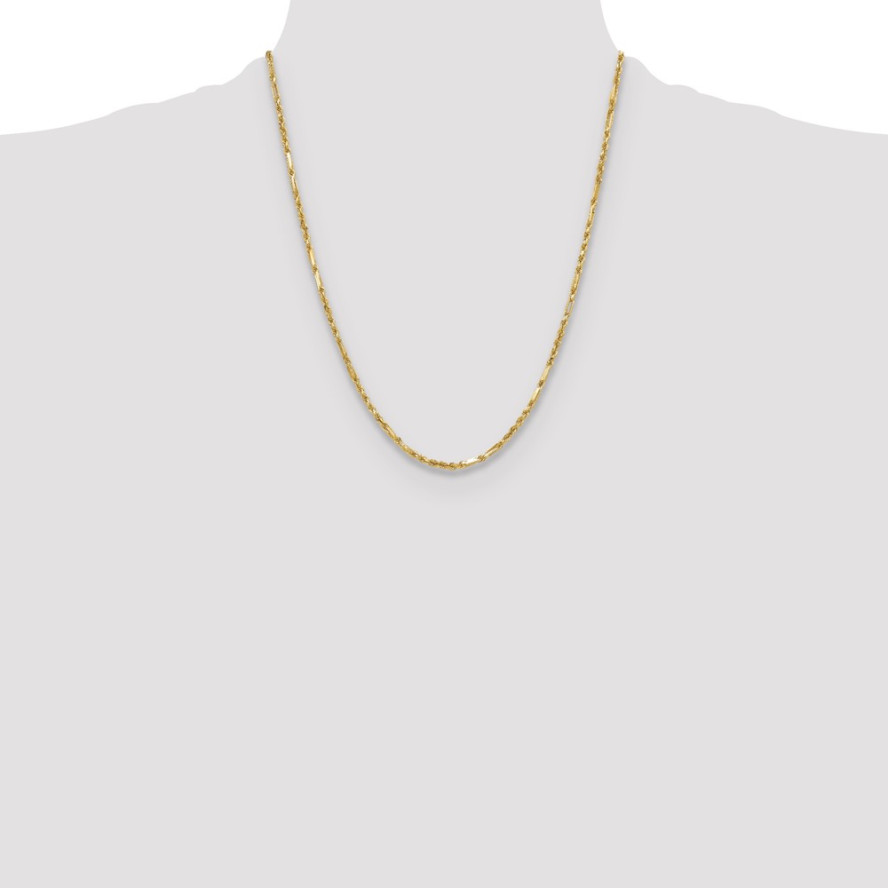14k 2.75mm D/C Milano Rope Chain (MIL050-22)