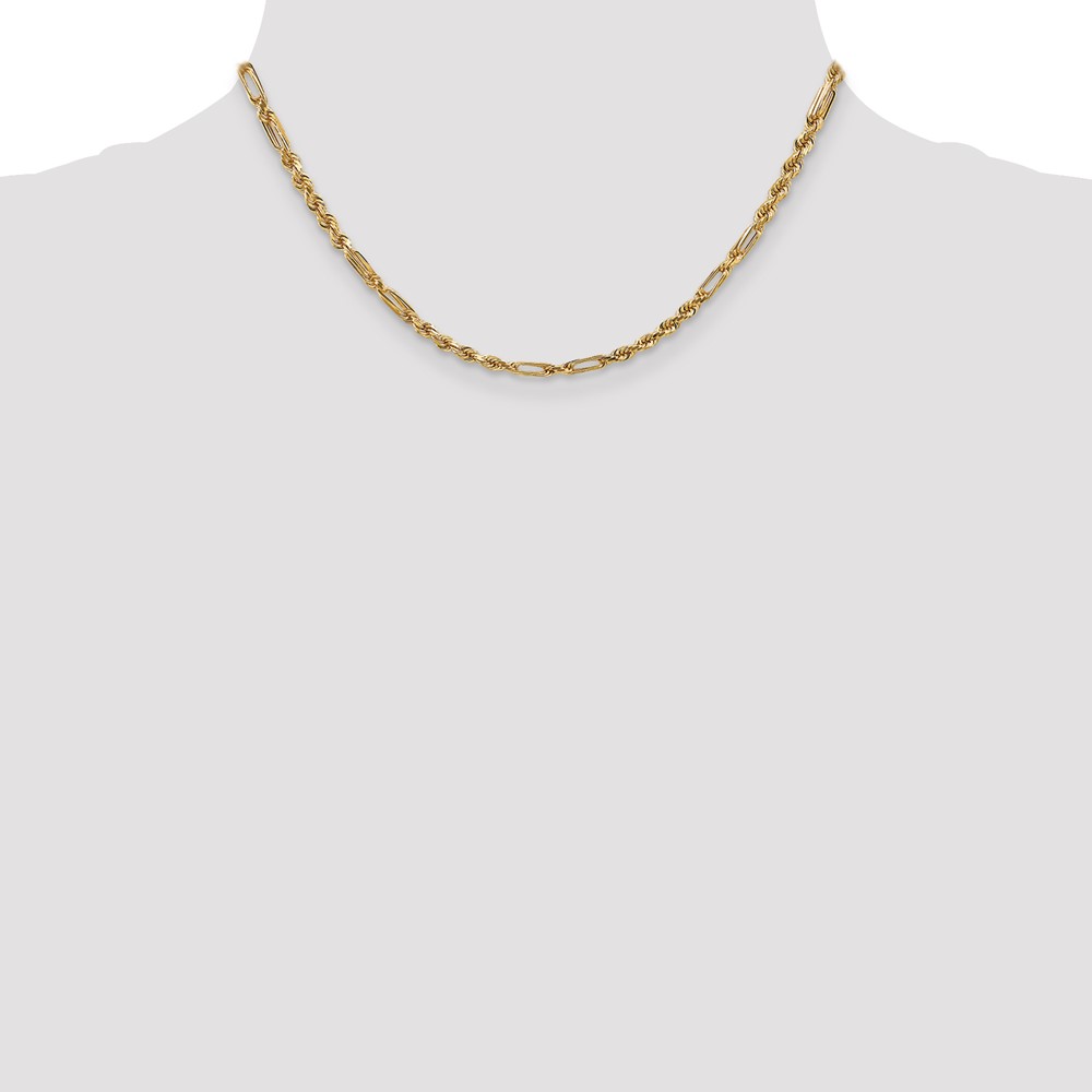 14K 16 inch  3mm Diamond-cut Milano Rope with Lobster Clasp Chain (MIL060-16)