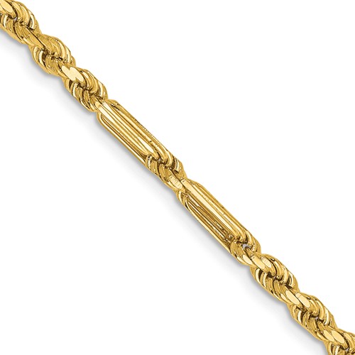 14K 18 inch  3mm Diamond-cut Milano Rope with Lobster Clasp Chain