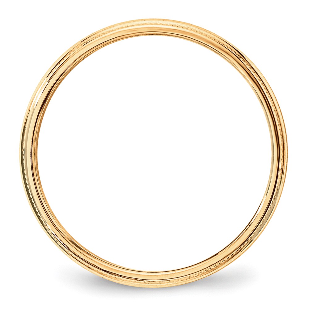 14k Yellow Gold 3mm Lightweight Milgrain Half Round Wedding Band Size 6.5 (ML030-6.5)
