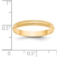 14K Yellow Gold 3mm Lightweight Milgrain Half Round Wedding Band view 4