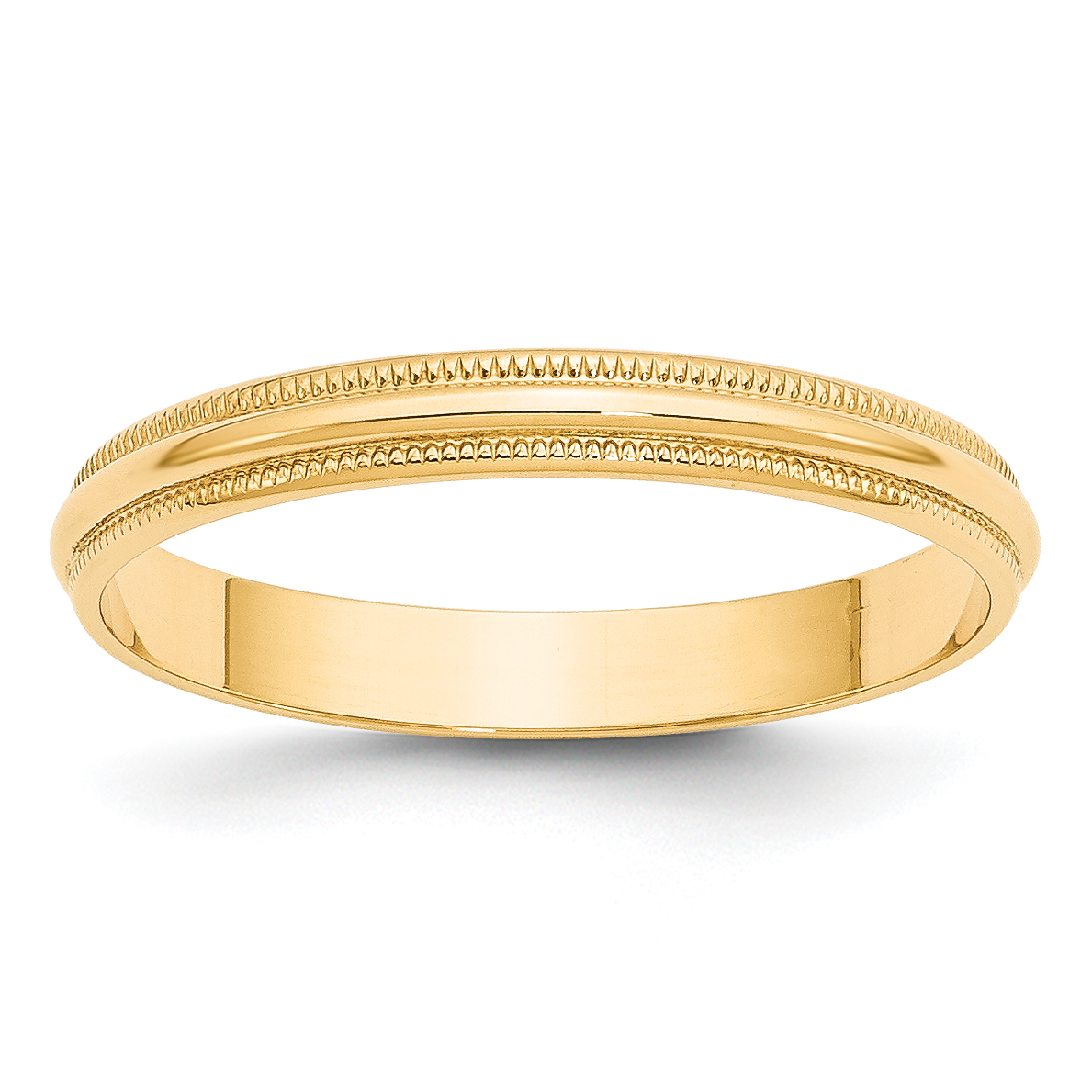 14k Yellow Gold 3mm Lightweight Milgrain Half Round Wedding Band Size 5.5 (ML030-5.5)