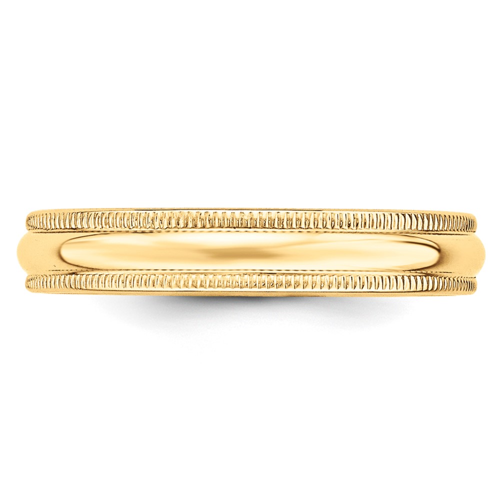 14k Yellow Gold 4mm Lightweight Milgrain Half Round Wedding Band Size 10 (ML040-10)