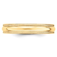 14K Yellow Gold 4mm Lightweight Milgrain Half Round Wedding Band view 3