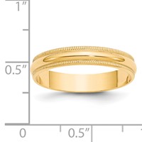 14K Yellow Gold 4mm Lightweight Milgrain Half Round Wedding Band view 4