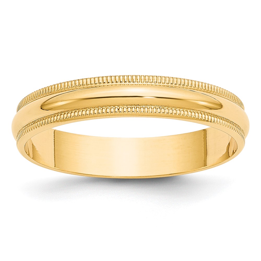 14k Yellow Gold 4mm Lightweight Milgrain Half Round Wedding Band Size 10 (ML040-10)