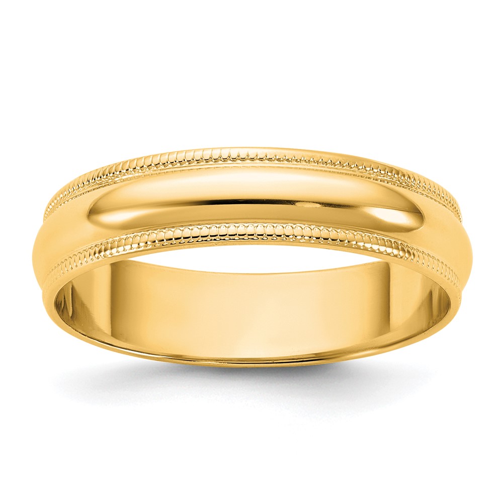 14K 4.5mm Yellow Gold Ltw Milgrain Half Round Band - Size 5