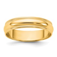 14K 4.5mm Yellow Gold Ltw Milgrain Half Round Band - Size 5 view 1