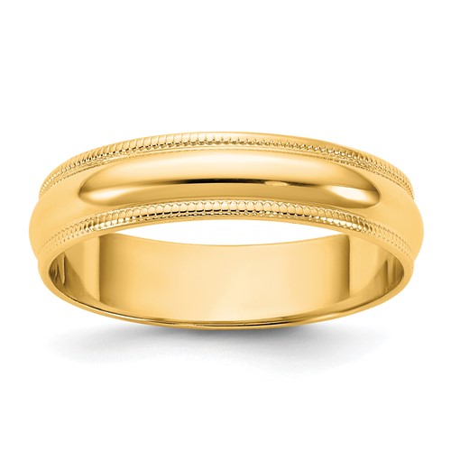 10K 4.5mm Yellow Gold Ltw Milgrain Half Round Band, Size 8