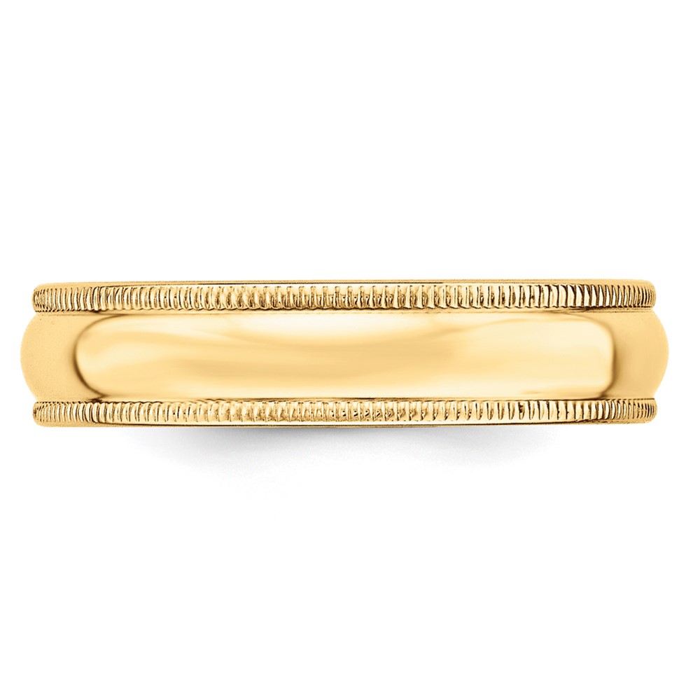 14k Yellow Gold 5mm Lightweight Milgrain Half Round Wedding Band Size 8 (ML050-8)