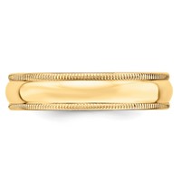 14K Yellow Gold 5mm Lightweight Milgrain Half Round Wedding Band view 3
