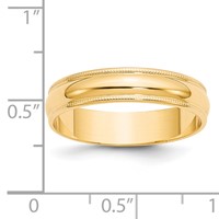 14K Yellow Gold 5mm Lightweight Milgrain Half Round Wedding Band view 4