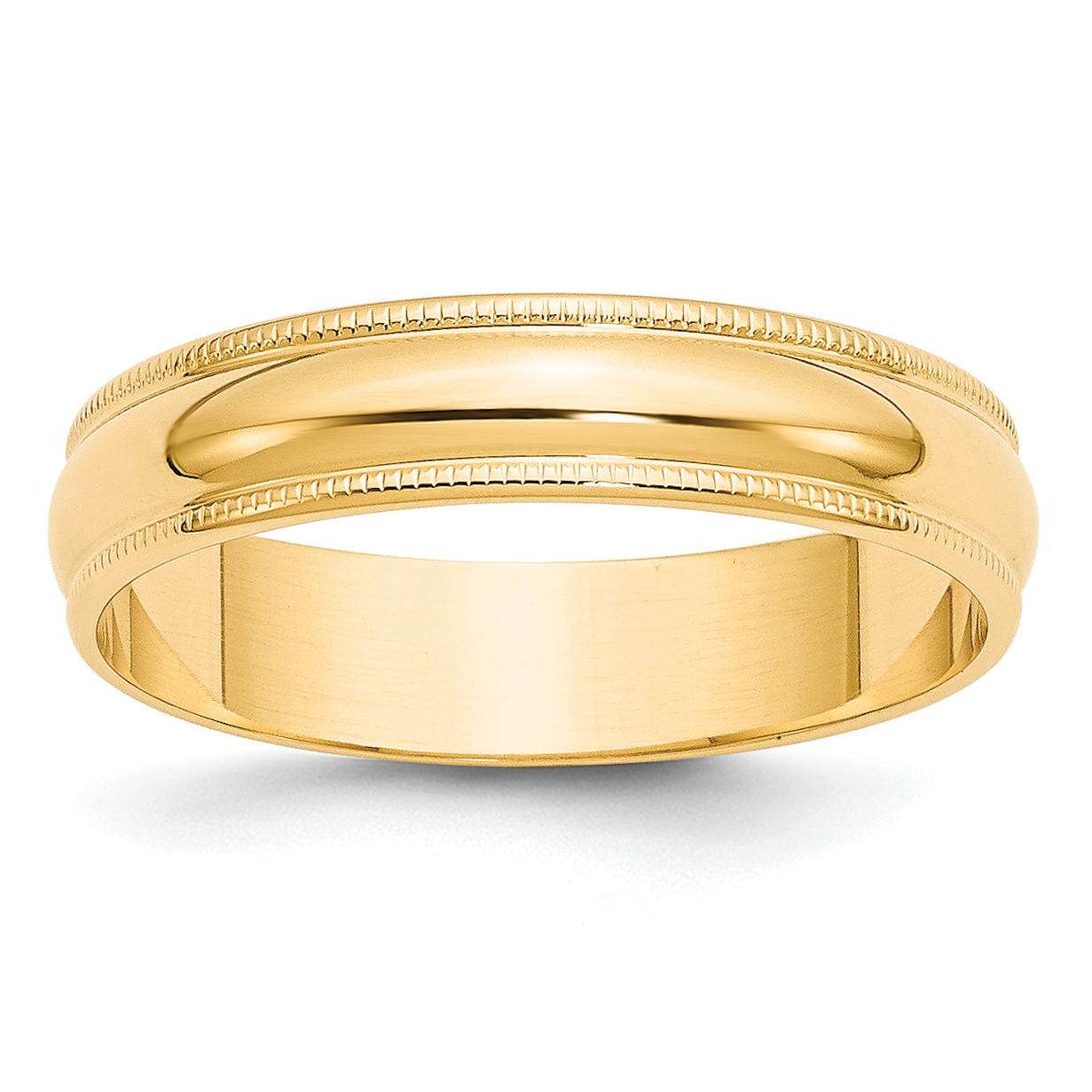 14k Yellow Gold 5mm Lightweight Milgrain Half Round Wedding Band Size 12.5 (ML050-12.5)