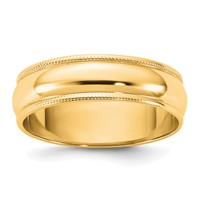 14K 5.5mm Yellow Gold Ltw Milgrain Half Round Band view 1