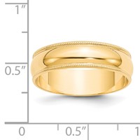 14K Yellow Gold 6mm Lightweight Milgrain Half Round Wedding Band view 4