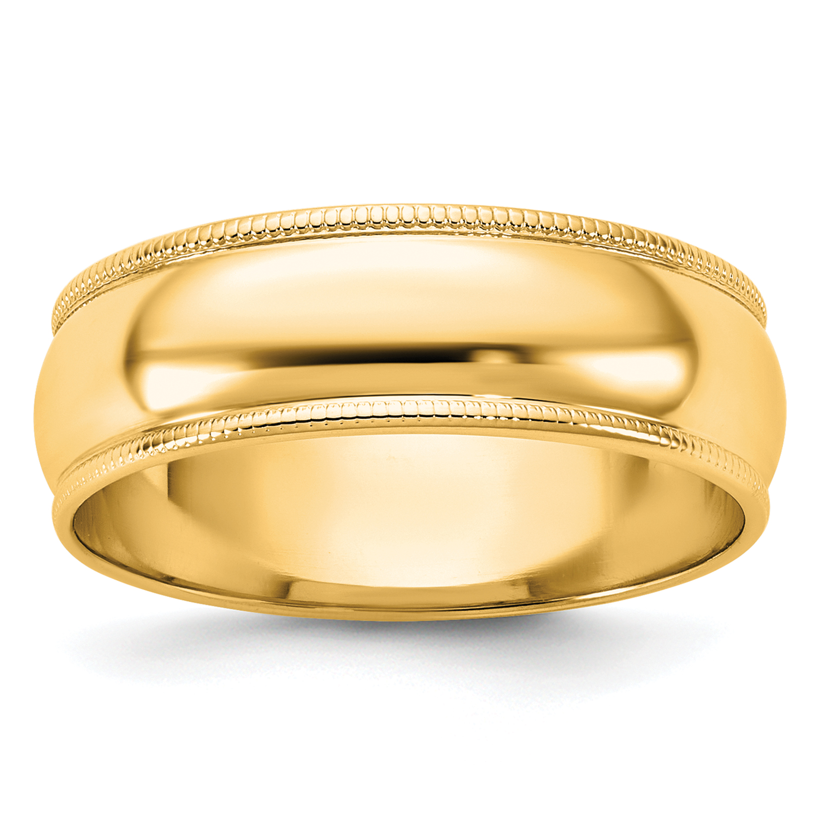 14k Yellow Gold 6mm Lightweight Milgrain Half Round Wedding Band Size 10 (ML060-10)
